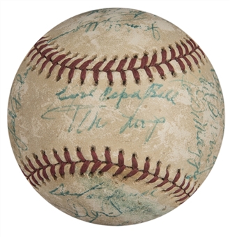 1970s Baseball Hall of Famers & Stars Multi Signed ONL Feeney Baseball With 23 Signatures Including DiMaggio, Musial & Mays (PSA/DNA)
